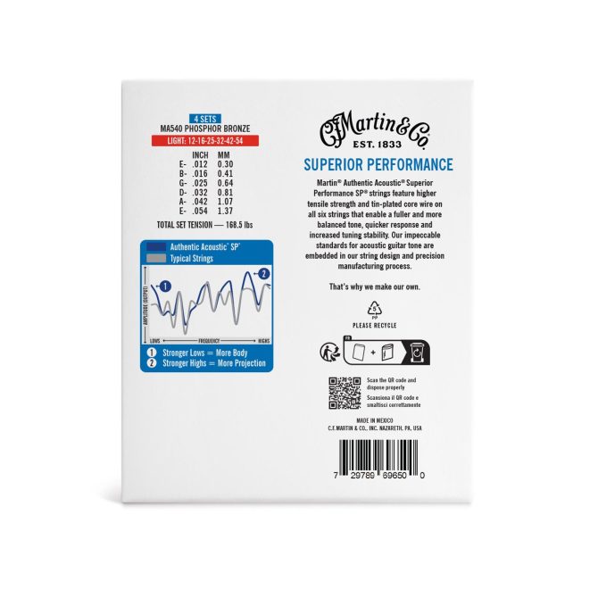 Authentic Acoustic SP® Guitar Strings Phosphor Bronze 4 Pack - Image 2